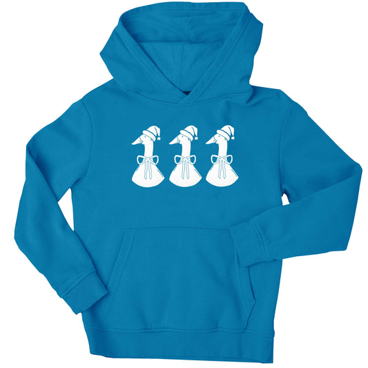 Christmas geese children's blue hoodie 12-13 Years