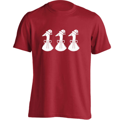 Christmas geese adults unisex red Tshirt 2XL