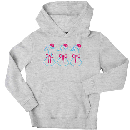 Christmas geese children's grey hoodie 12-13 Years