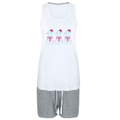 Christmas geese size XL women's pyjama shorts set in pink 
