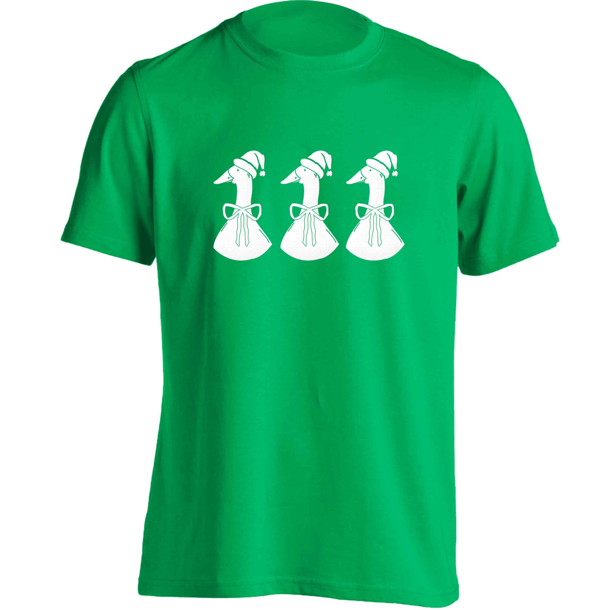 Christmas geese adults unisex green Tshirt 2XL