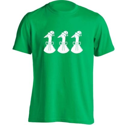 Christmas geese adults unisex green Tshirt 2XL