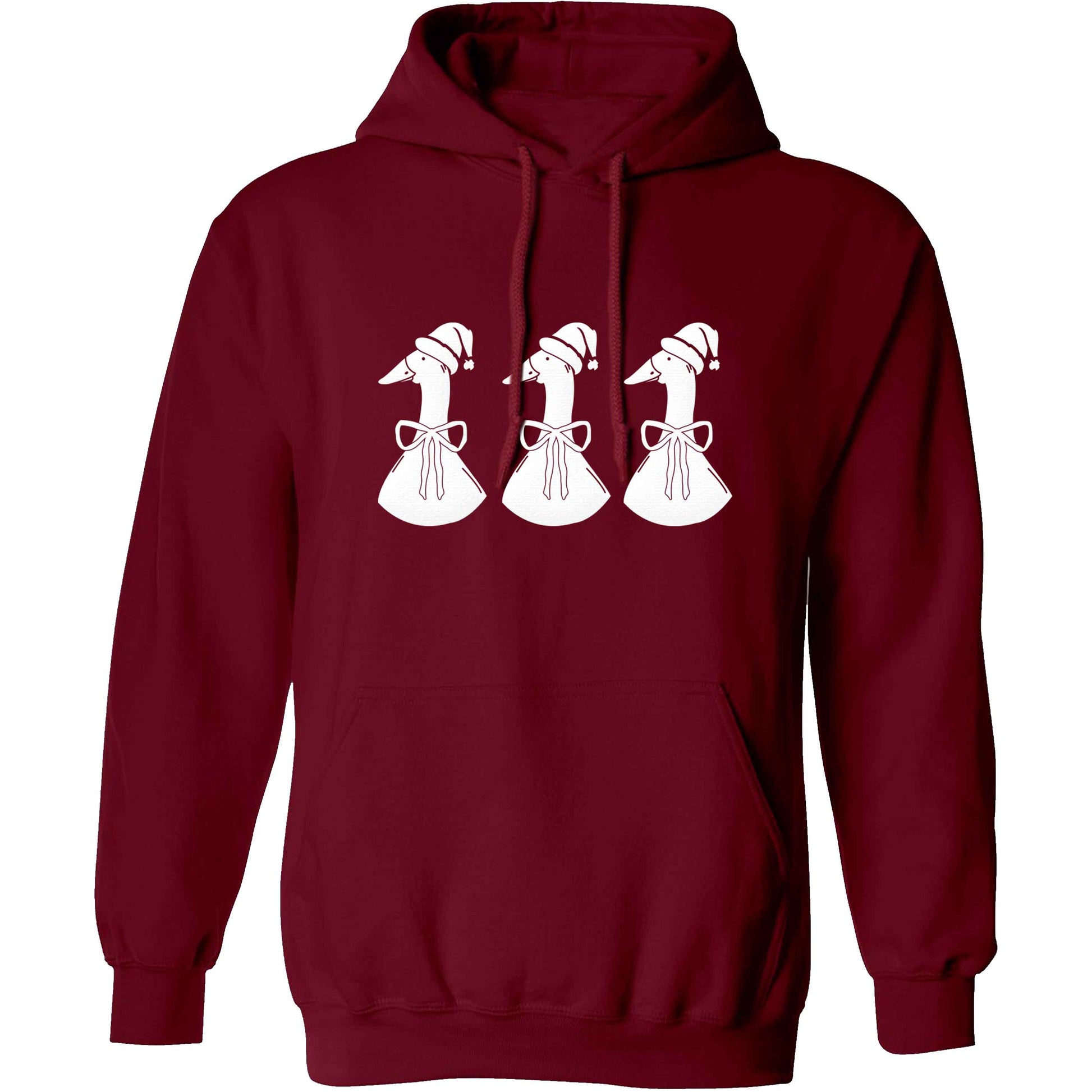 Christmas geese adults unisex maroon hoodie 2XL