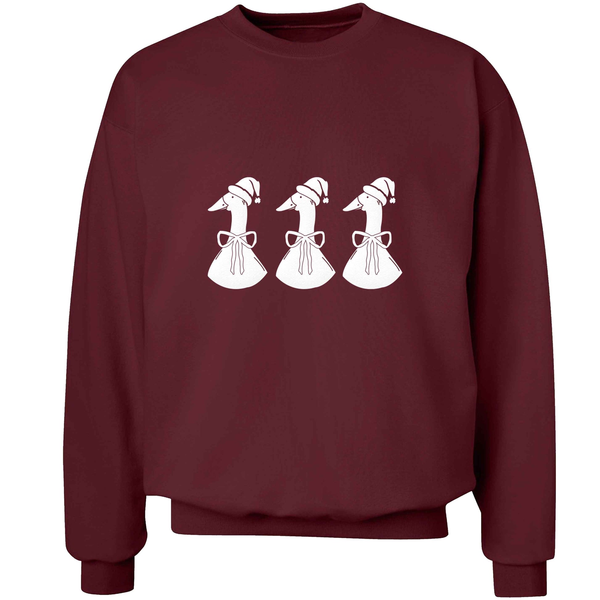 Christmas geese adult's unisex maroon sweater 2XL