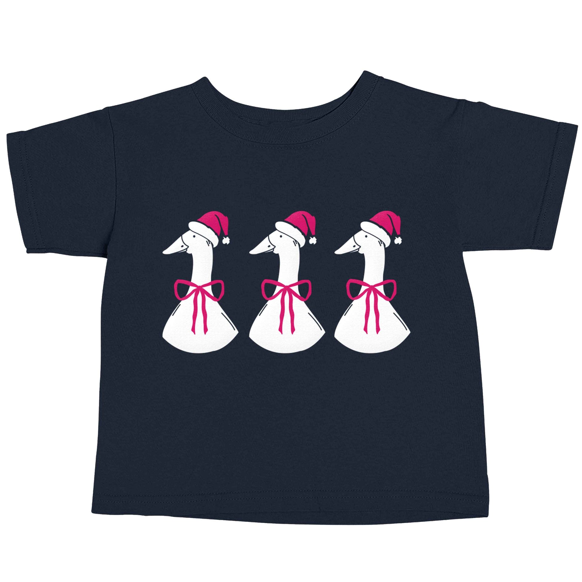 Christmas geese navy baby toddler Tshirt 2 Years