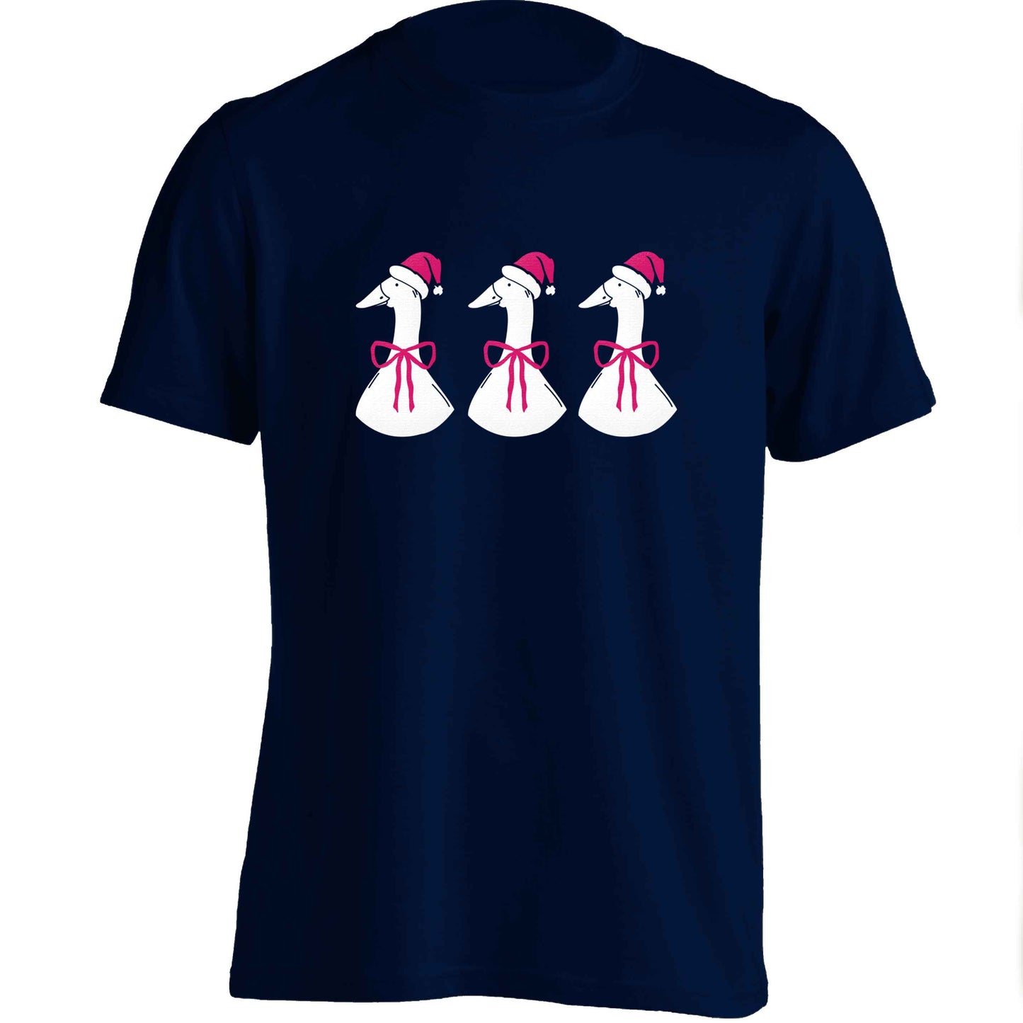 Christmas geese adults unisex navy Tshirt 2XL
