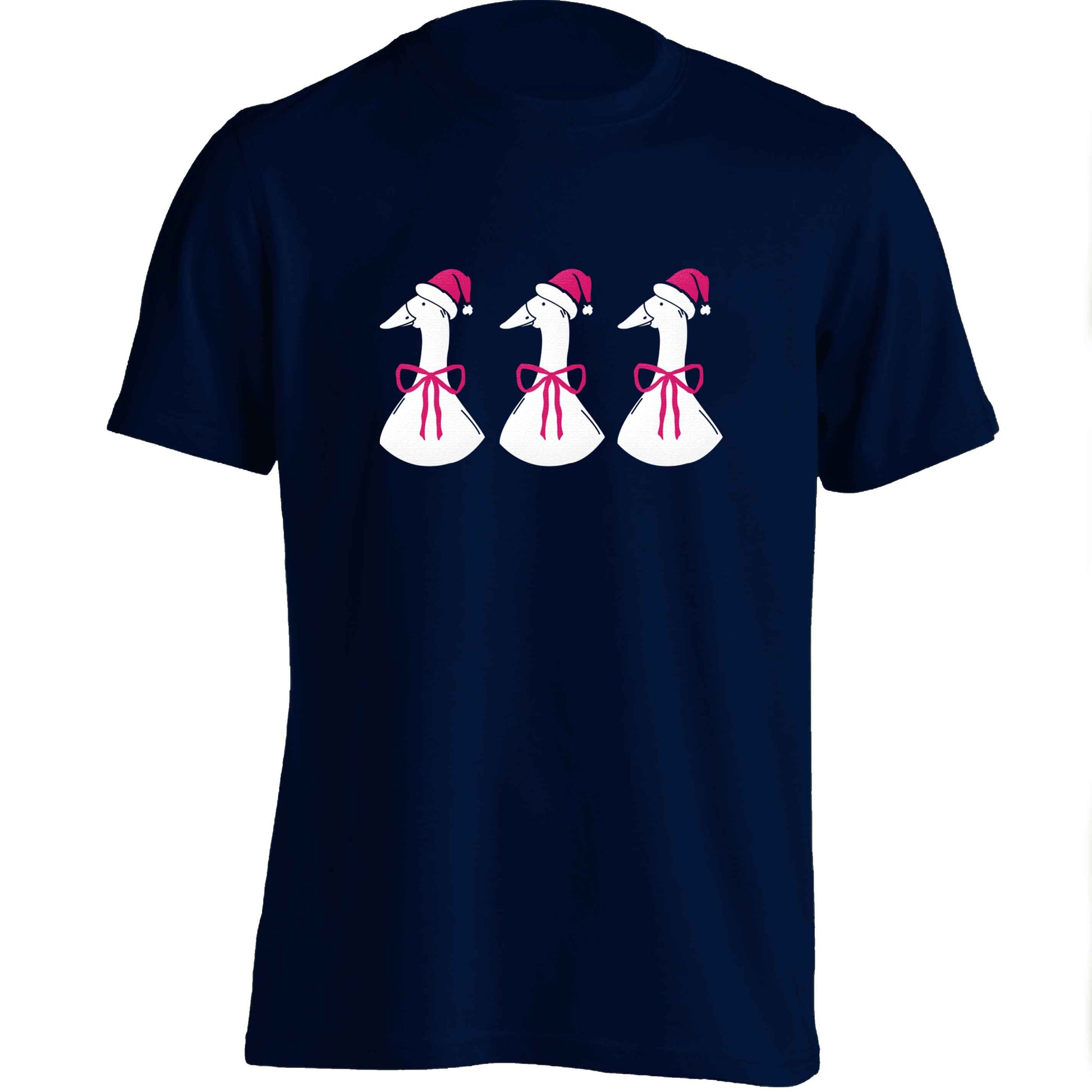 Christmas geese adults unisex navy Tshirt 2XL
