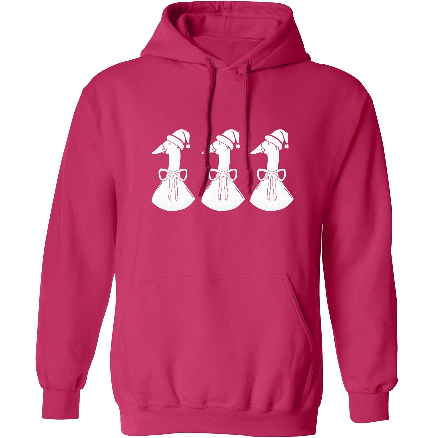 Christmas geese adults unisex pink hoodie 2XL
