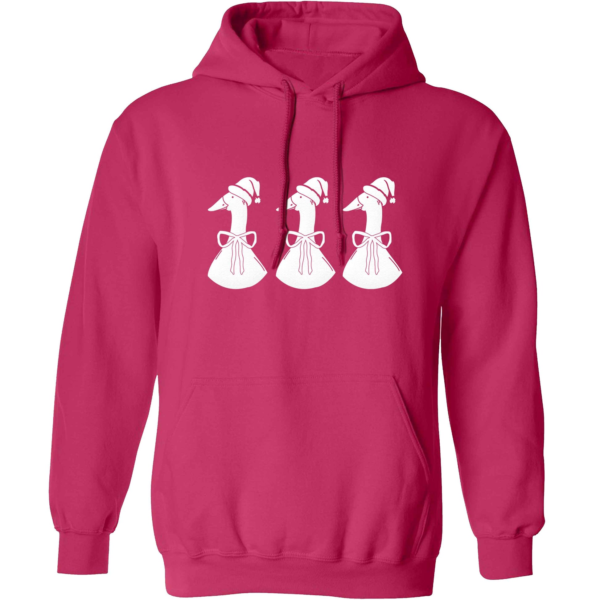 Christmas geese adults unisex pink hoodie 2XL