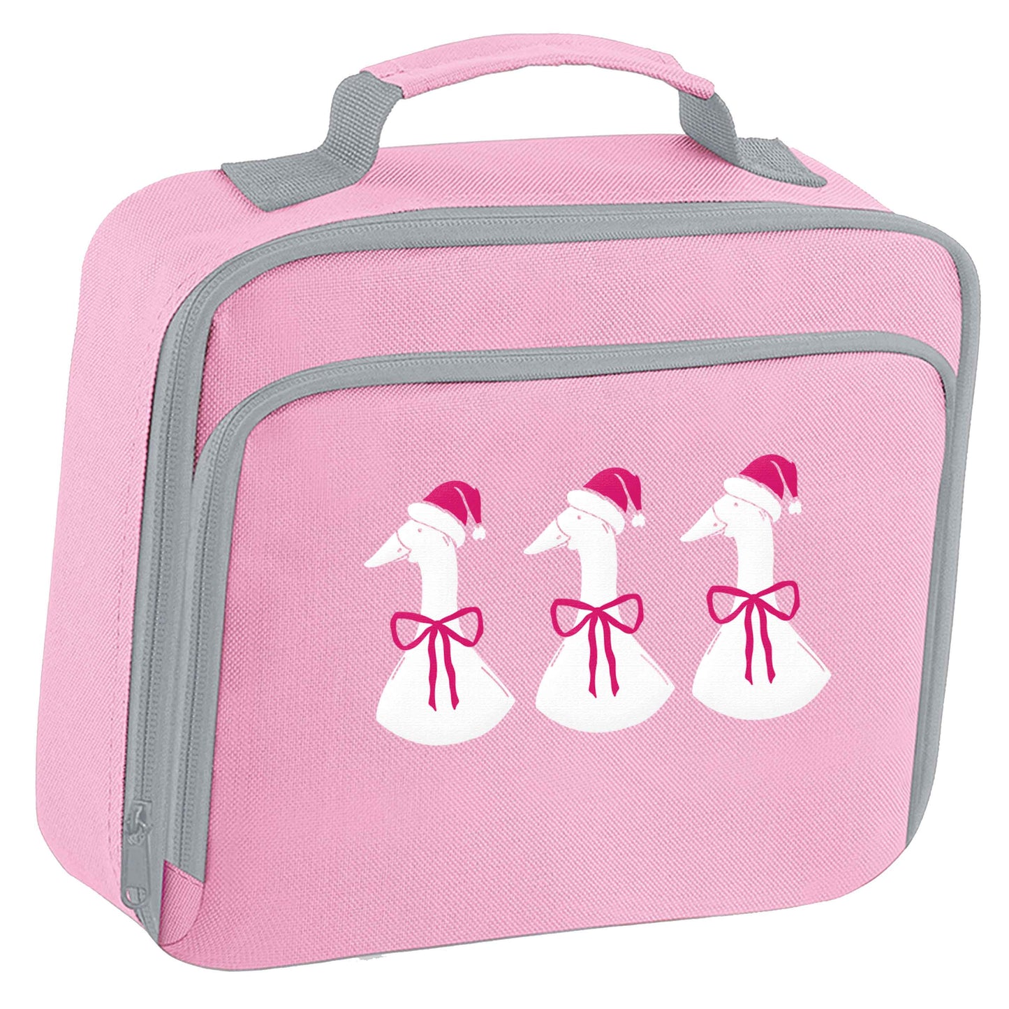 Christmas geese insulated pink lunch bag cooler