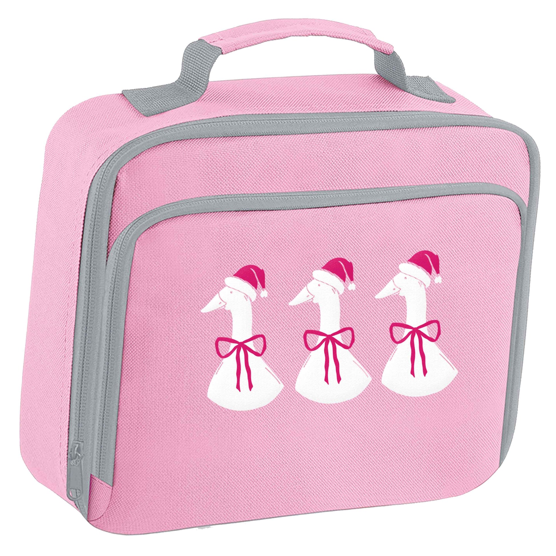 Christmas geese insulated pink lunch bag cooler
