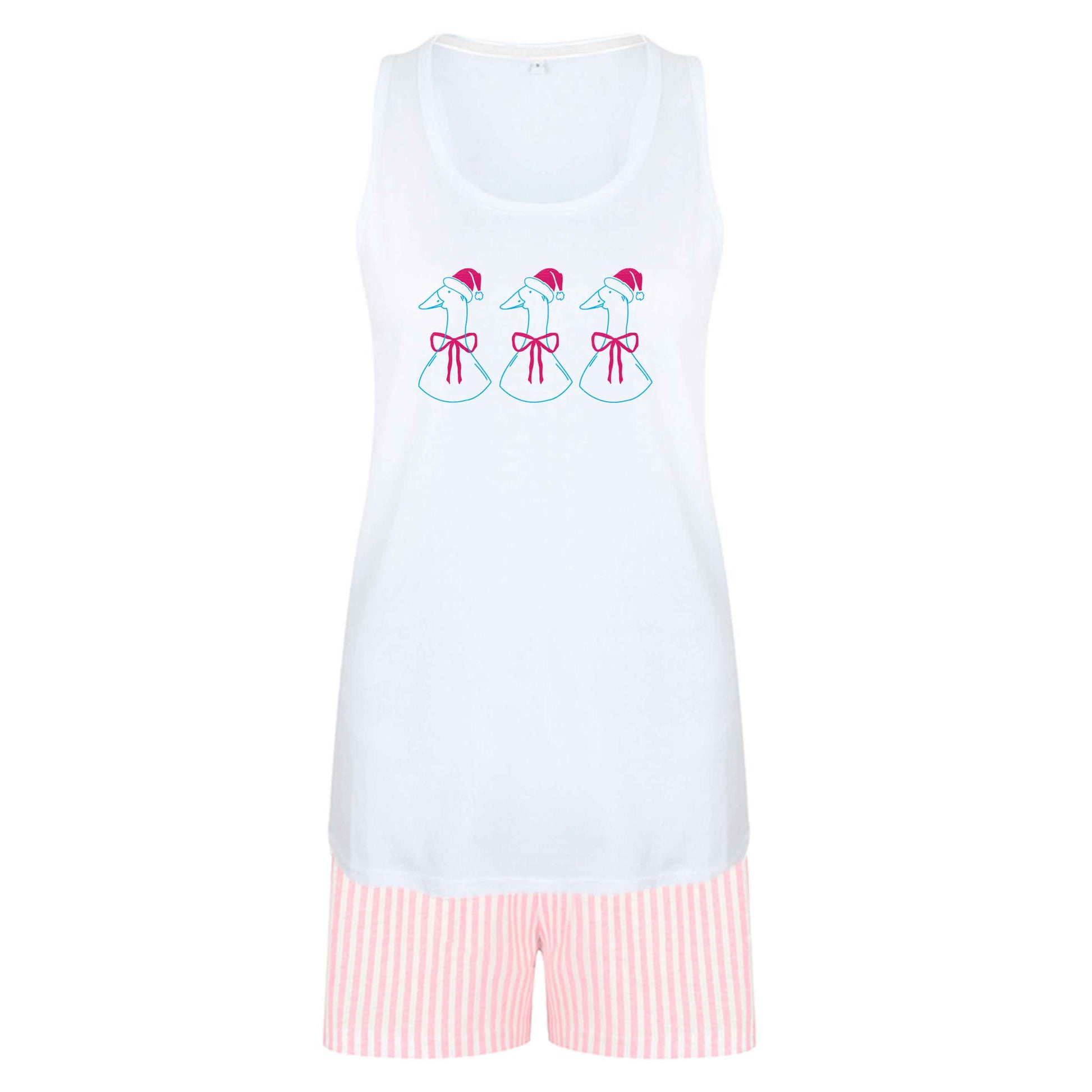 Christmas geese size XL women's pyjama shorts set in pink 