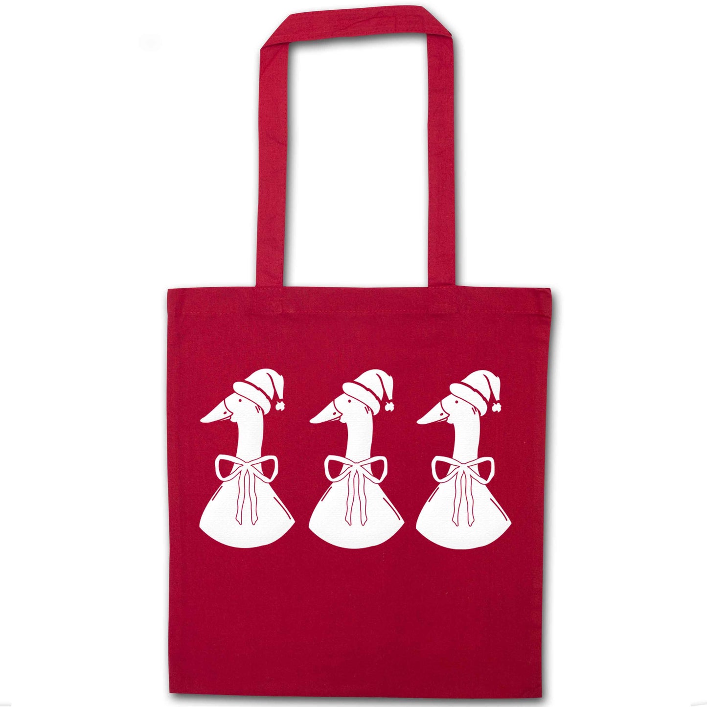 Christmas geese red tote bag