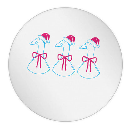 Christmas geese 24 @ 45mm matt circle stickers