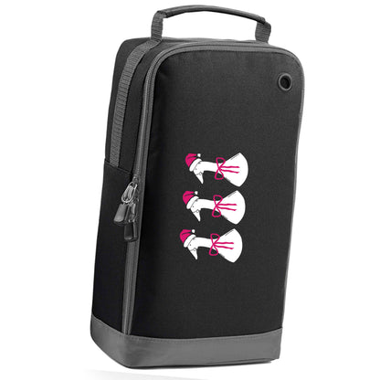 Christmas geese black sports shoe bag horizontal print