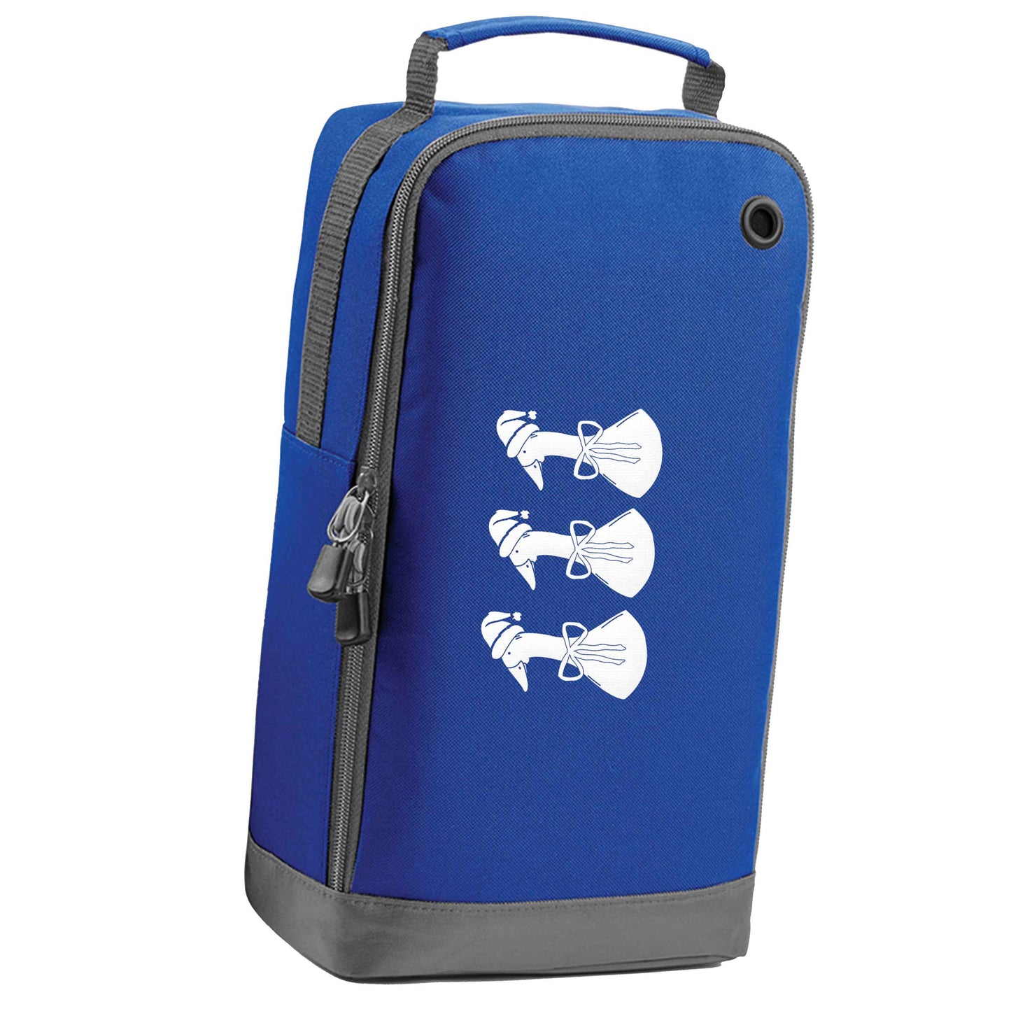 Christmas geese blue sports shoe bag horizontal print