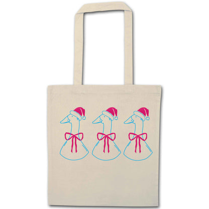 Christmas geese natural tote bag