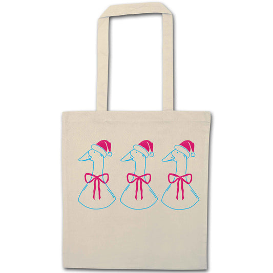 Christmas geese natural tote bag