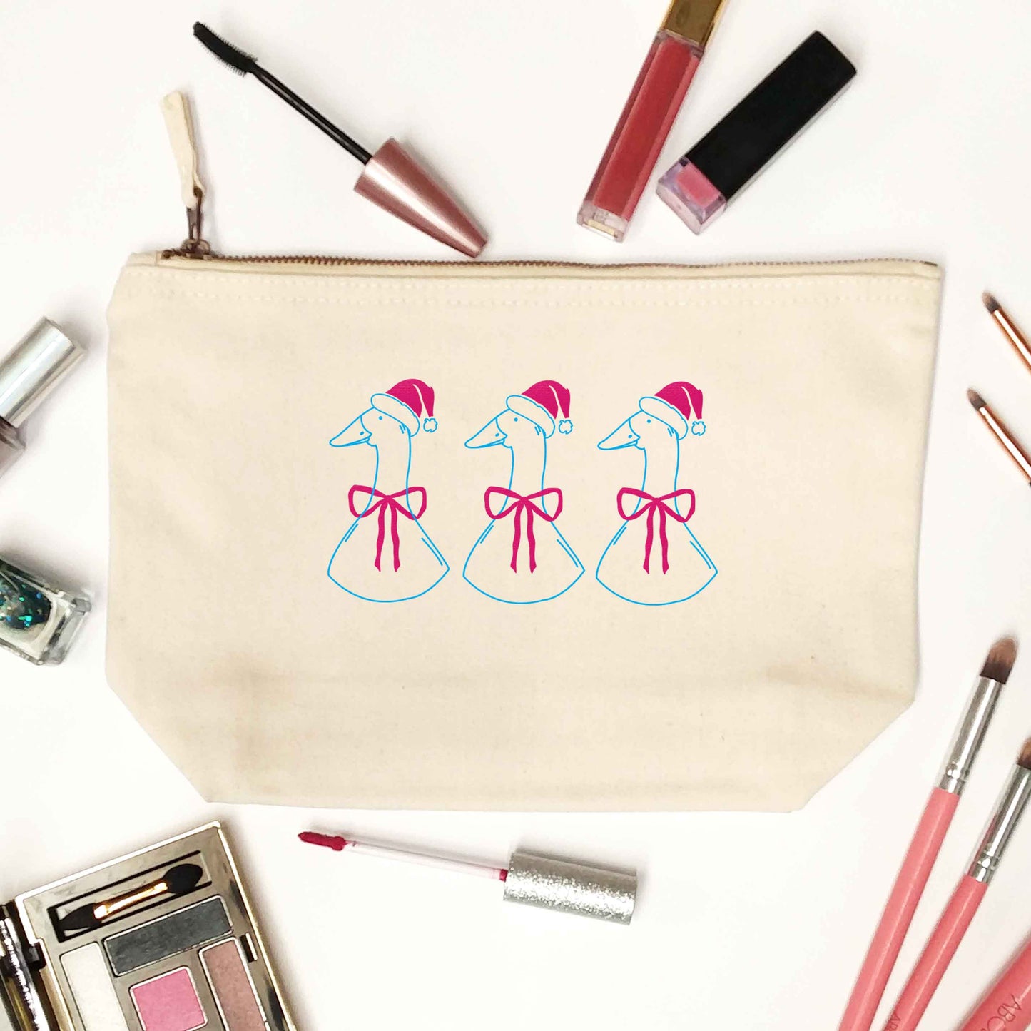 Christmas geese natural makeup bag