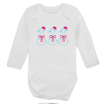 Christmas geese baby bodysuit long sleeved white 6-12 months
