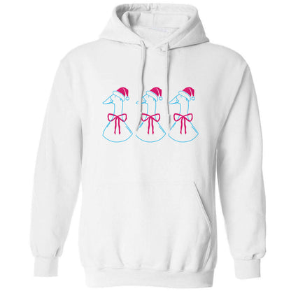 Christmas geese adults unisex white hoodie 2XL