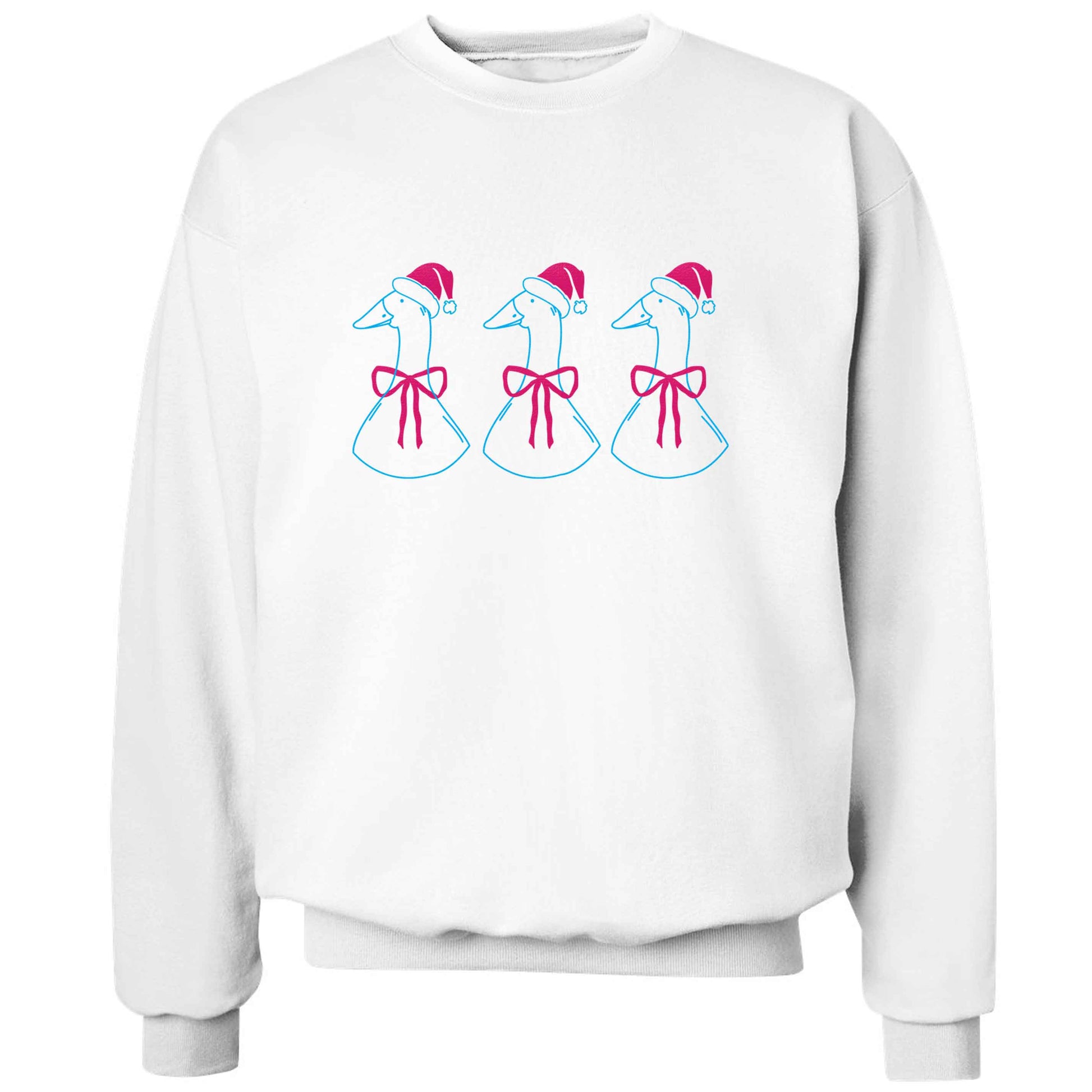 Christmas geese adult's unisex white sweater 2XL