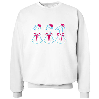 Christmas geese adult's unisex white sweater 2XL