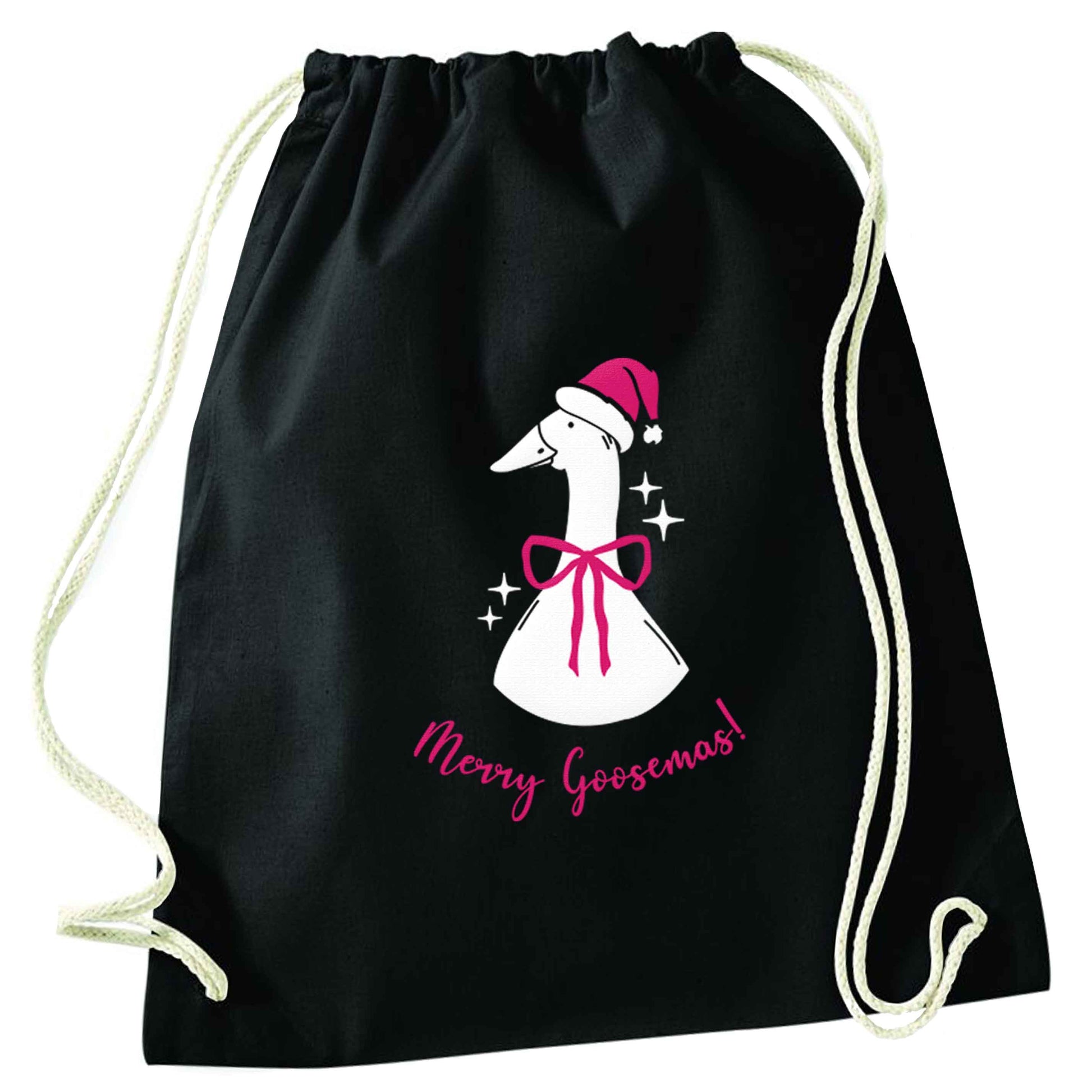 Merry goosemas black drawstring bag