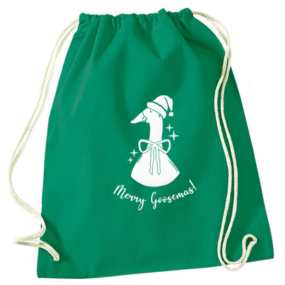 Merry goosemas green drawstring bag