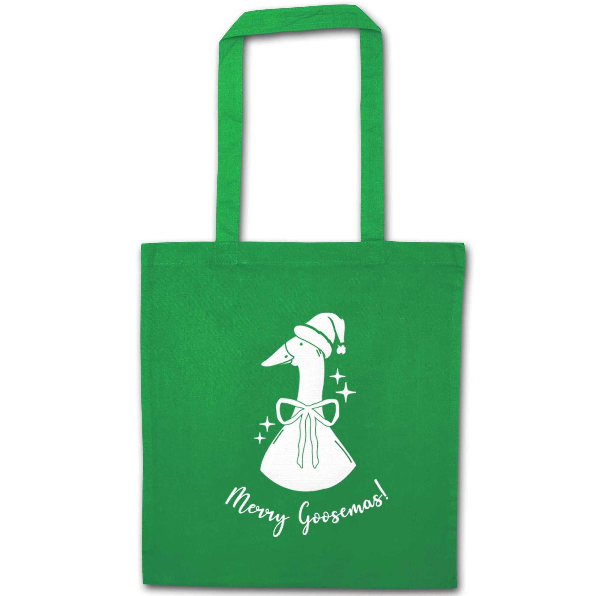 Merry goosemas green tote bag