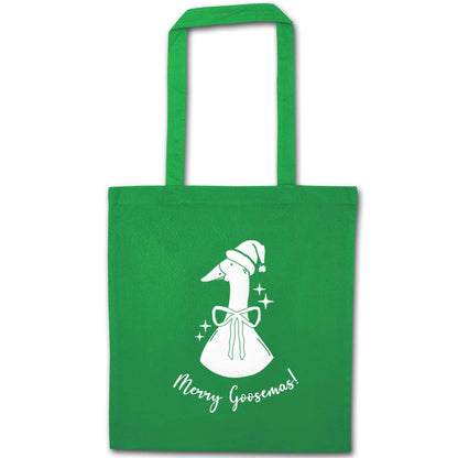 Merry goosemas green tote bag