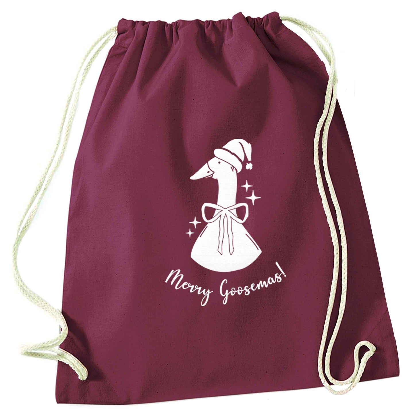 Merry goosemas maroon drawstring bag