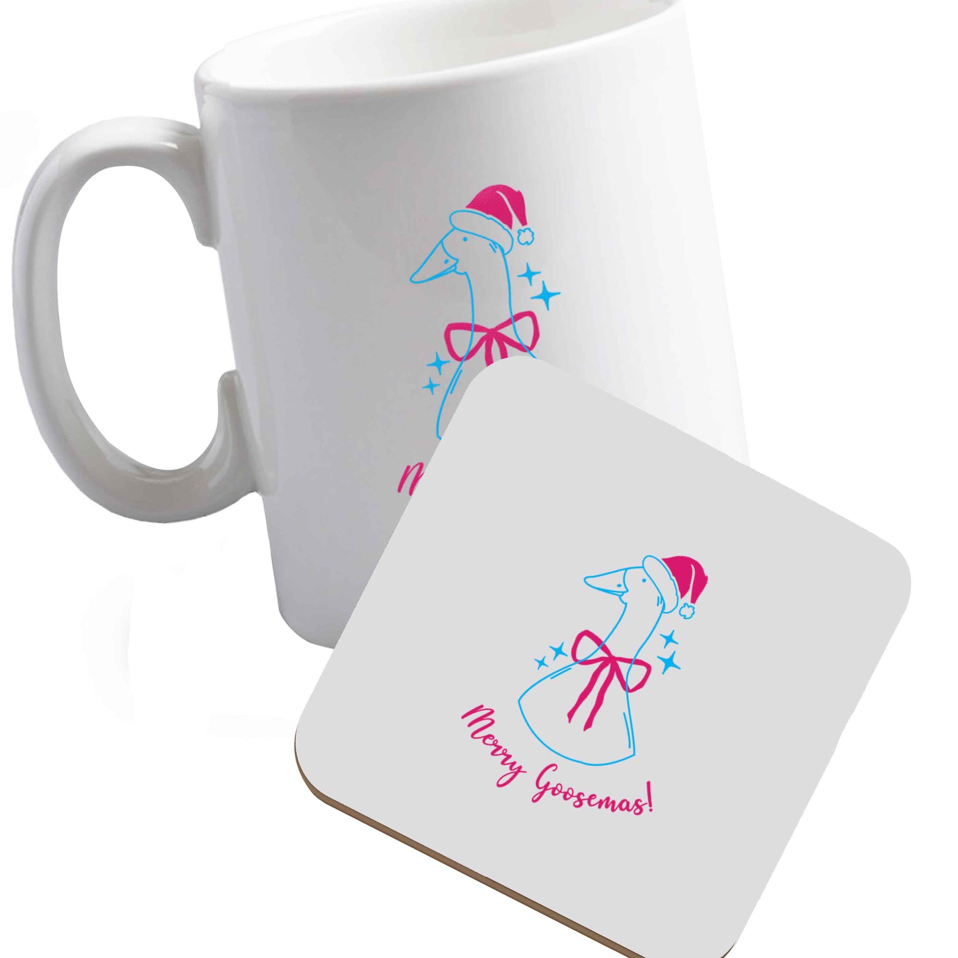 10 oz Ceramic mug and coaster Merry goosemas both sides
