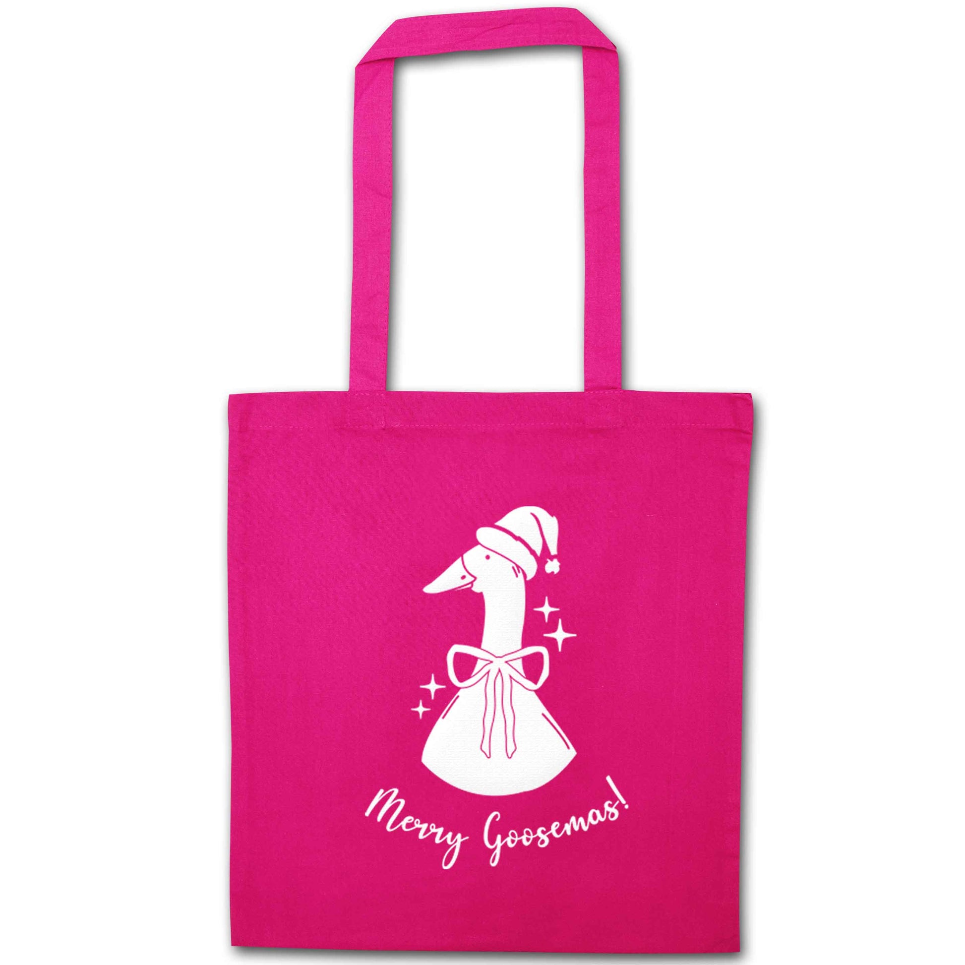 Merry goosemas pink tote bag