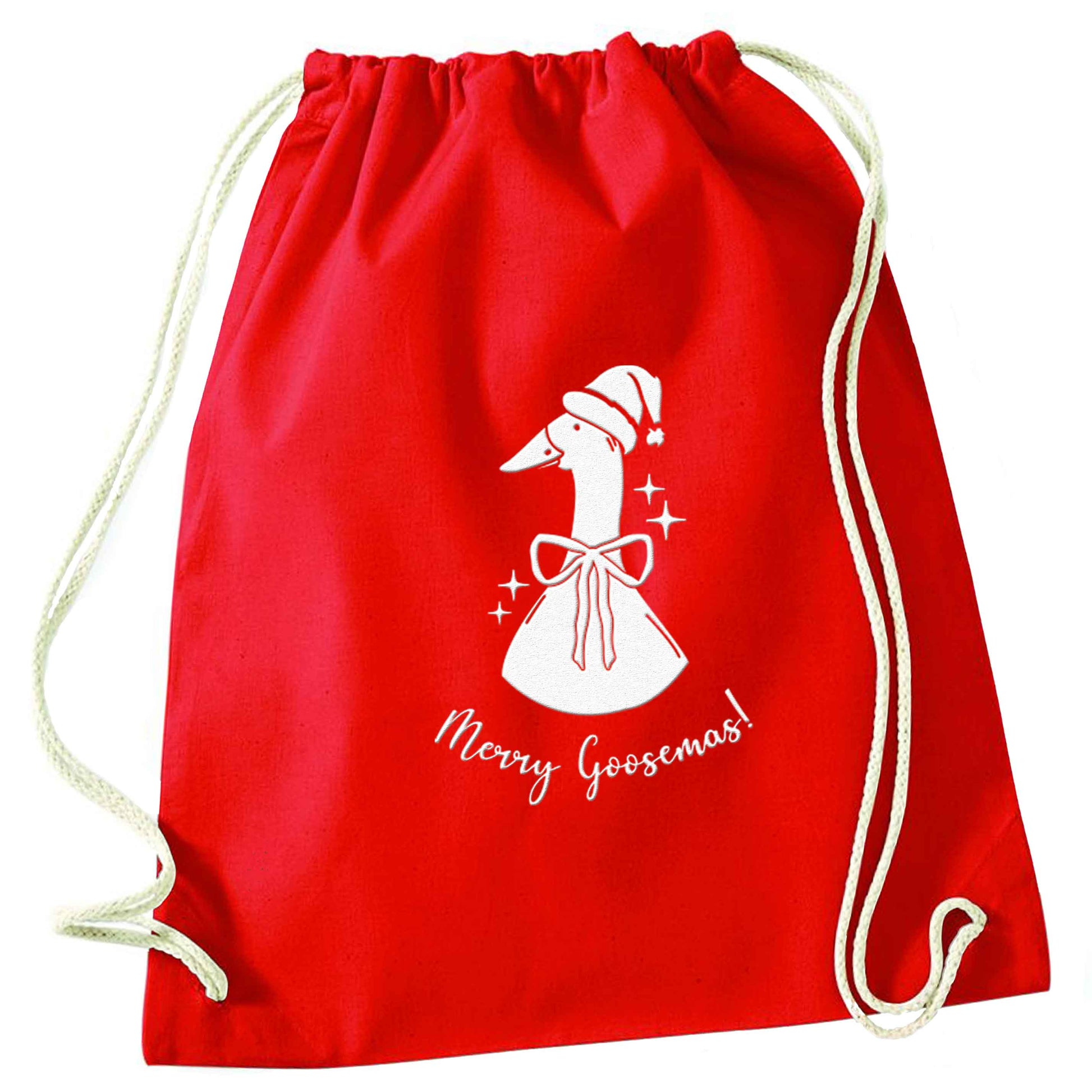 Merry goosemas red drawstring bag 