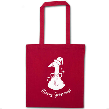 Merry goosemas red tote bag