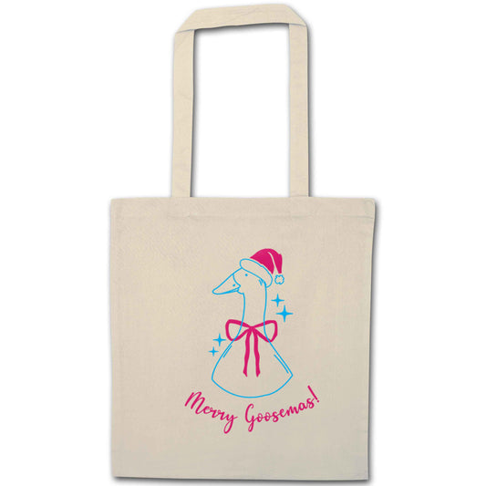 Merry goosemas natural tote bag