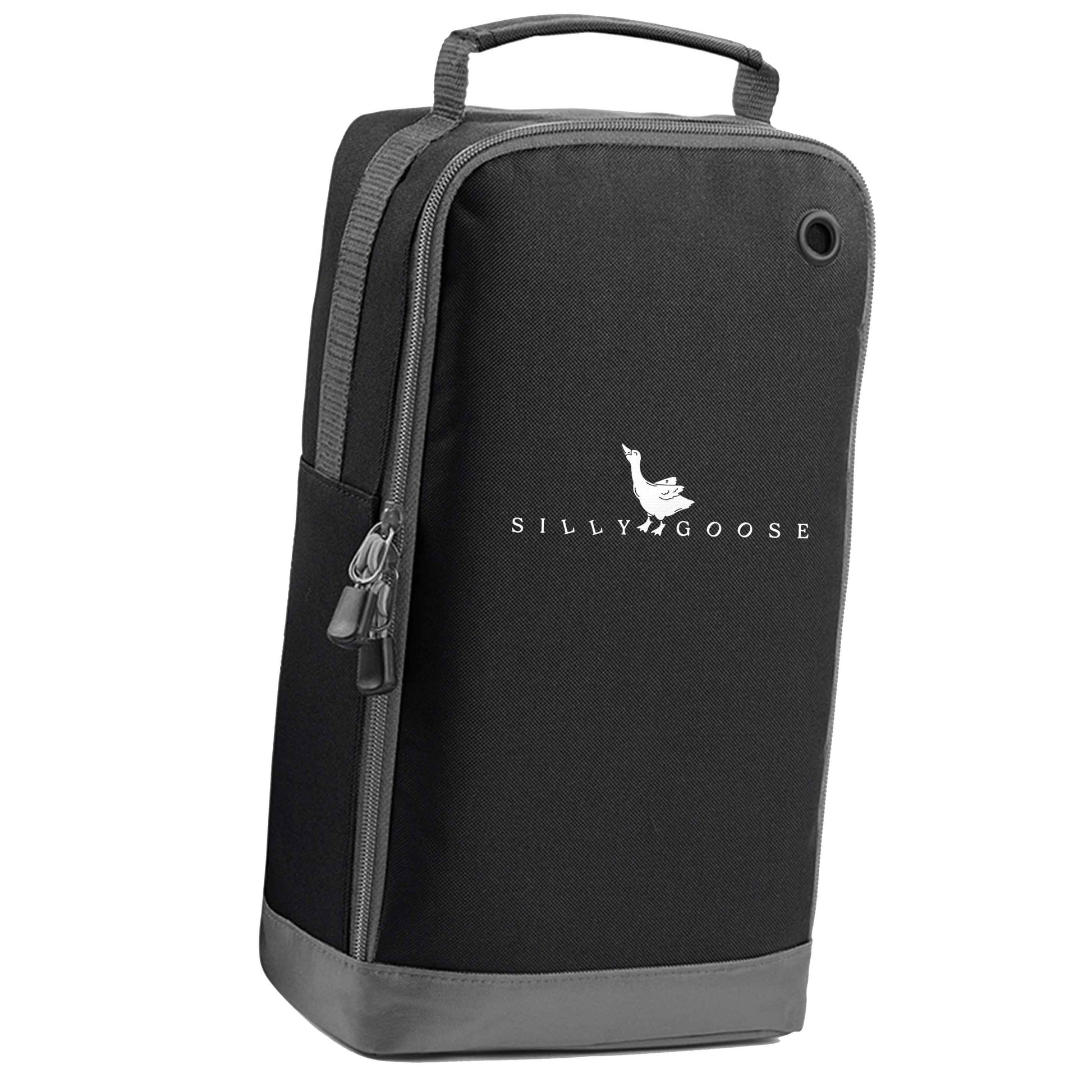 Silly goose black sports shoe bag vertical print