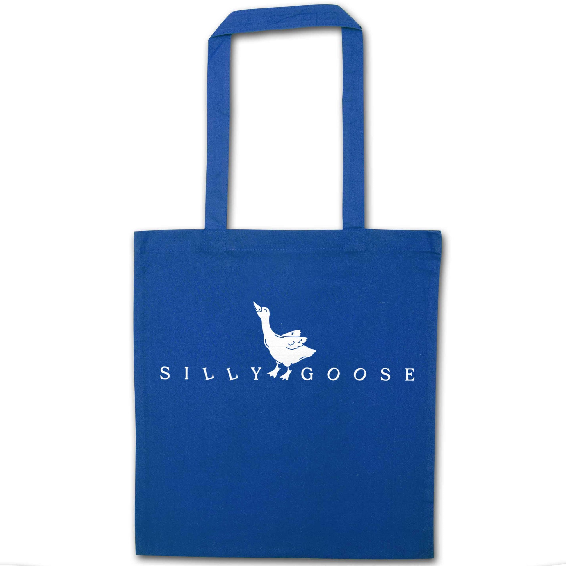 Silly goose blue tote bag