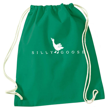 Silly goose green drawstring bag