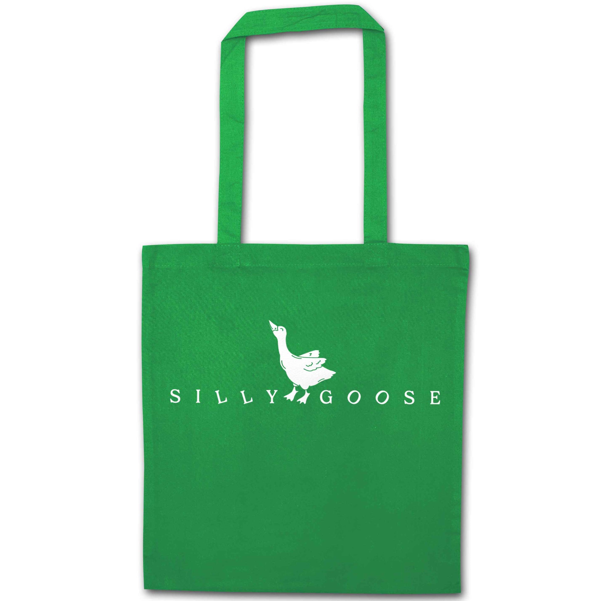 Silly goose green tote bag