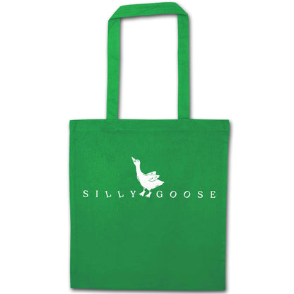 Silly goose green tote bag