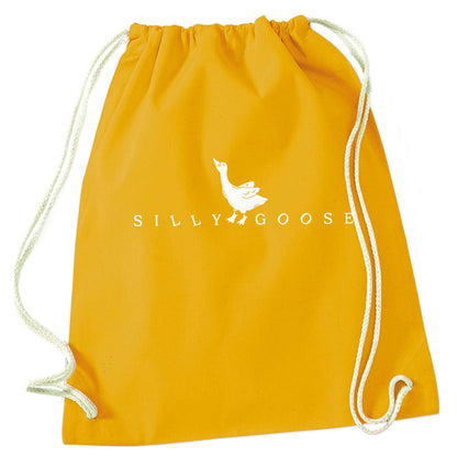 Silly goose mustard drawstring bag