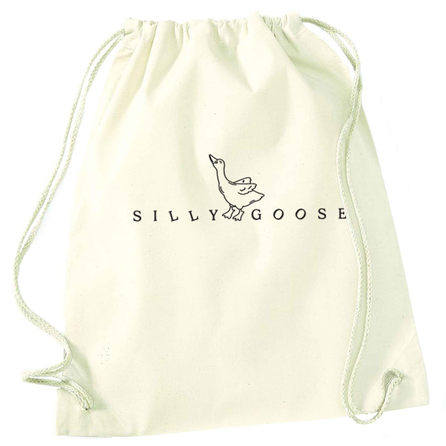 Silly goose natural drawstring bag