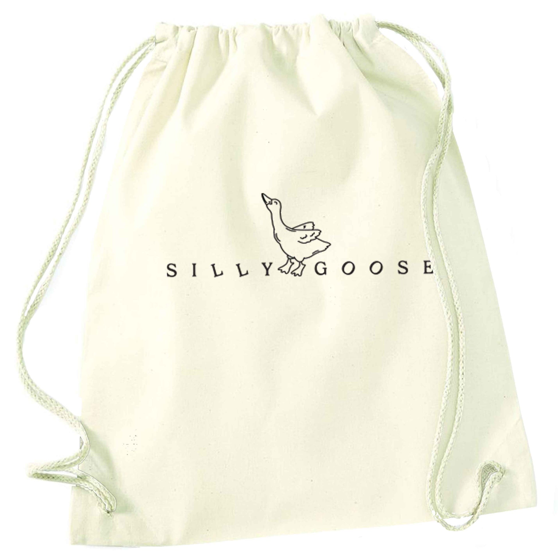 Silly goose natural drawstring bag
