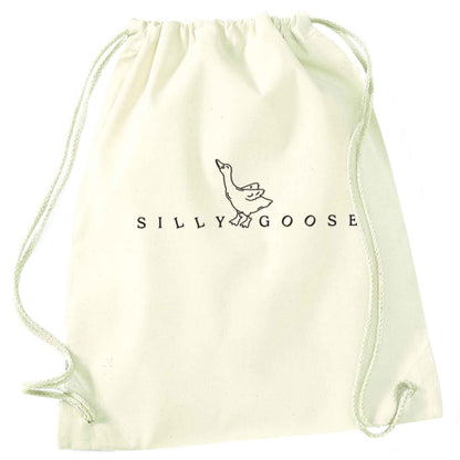 Silly goose natural drawstring bag