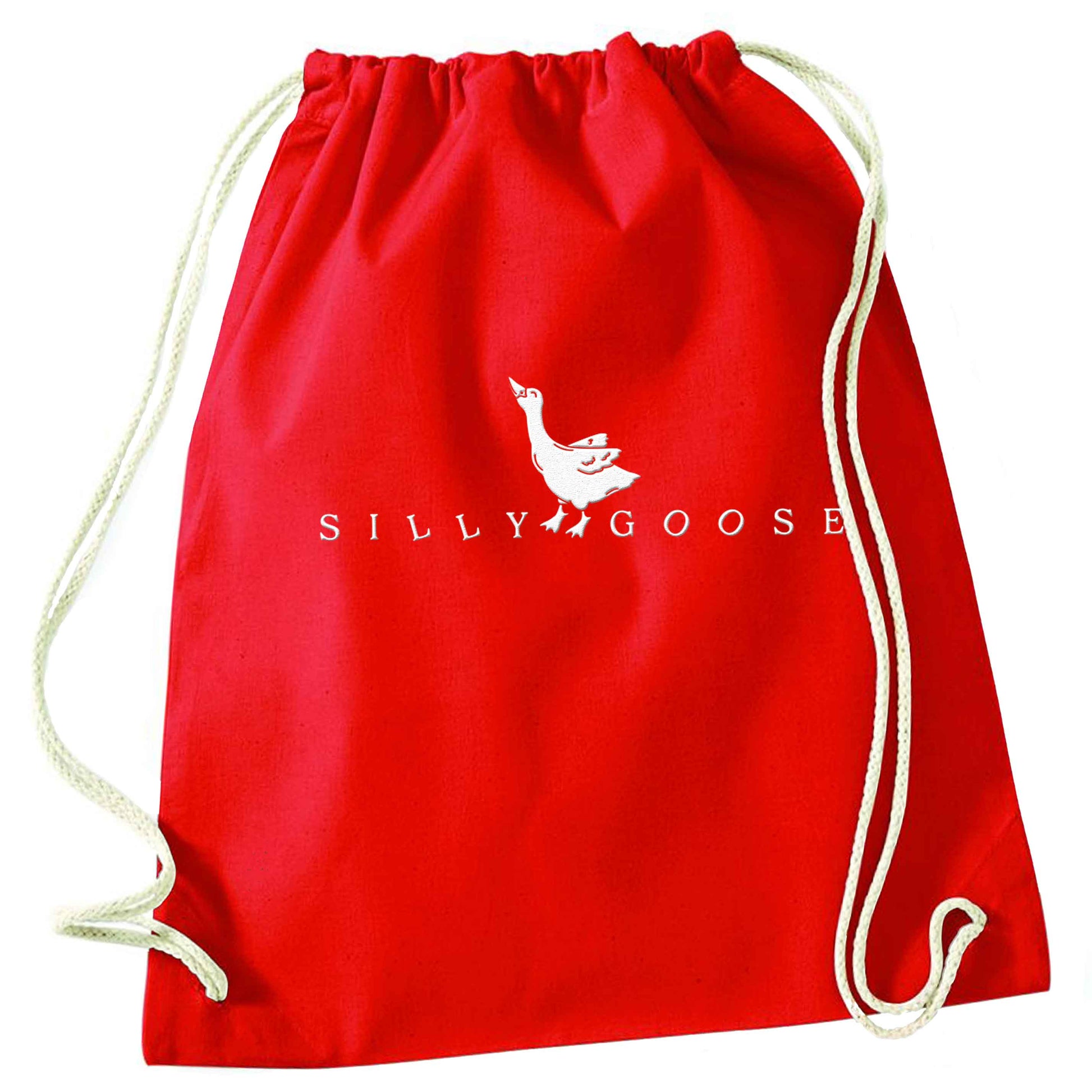 Silly goose red drawstring bag 