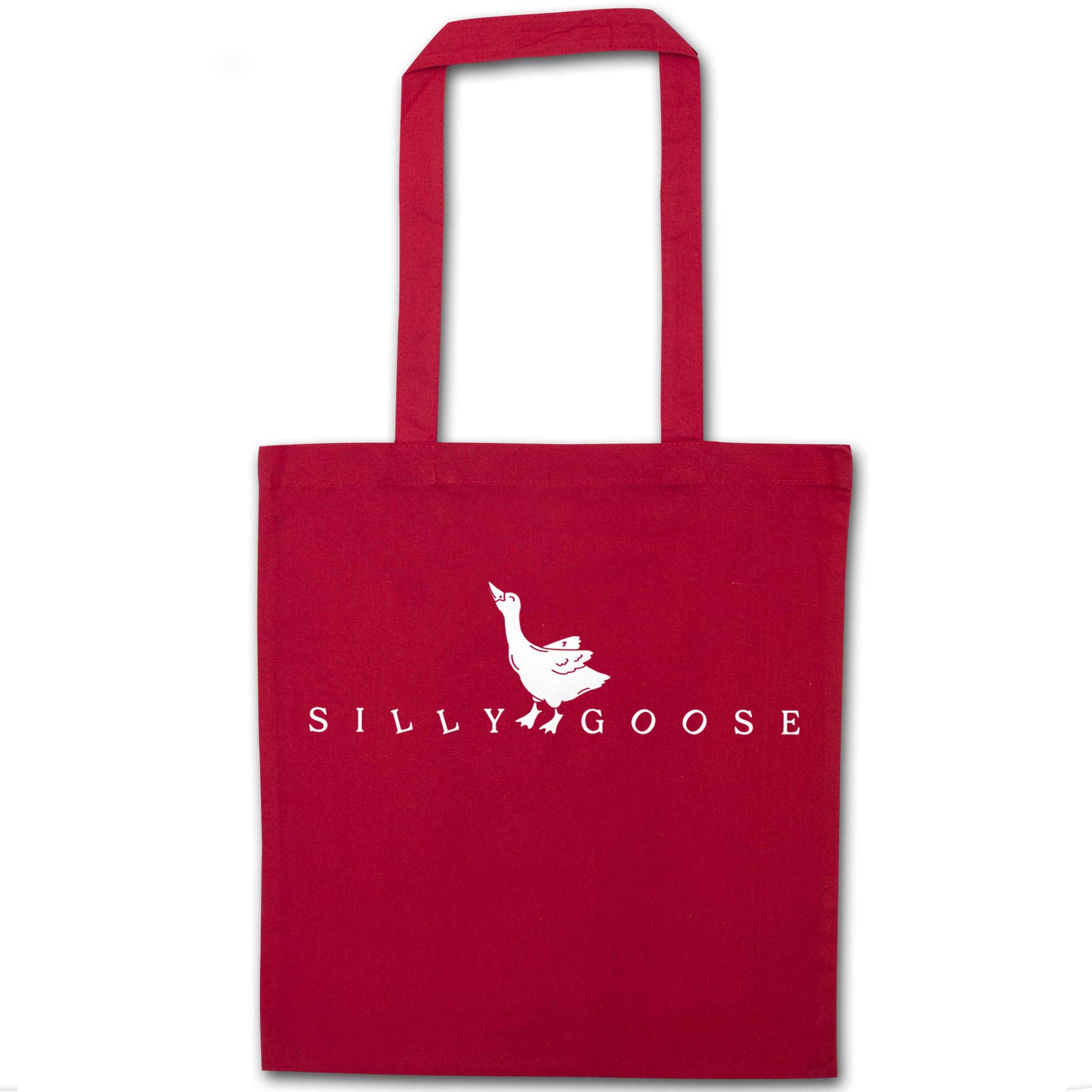Silly goose red tote bag