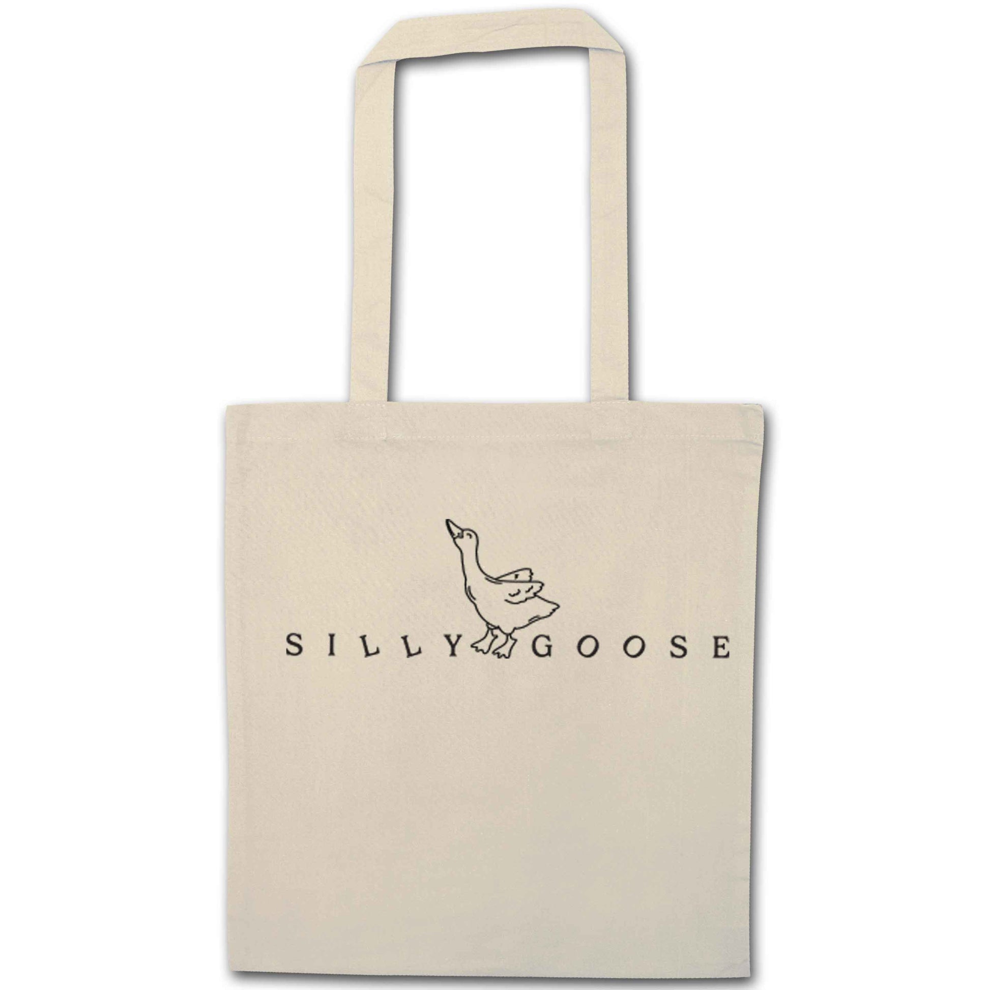 Silly goose natural tote bag