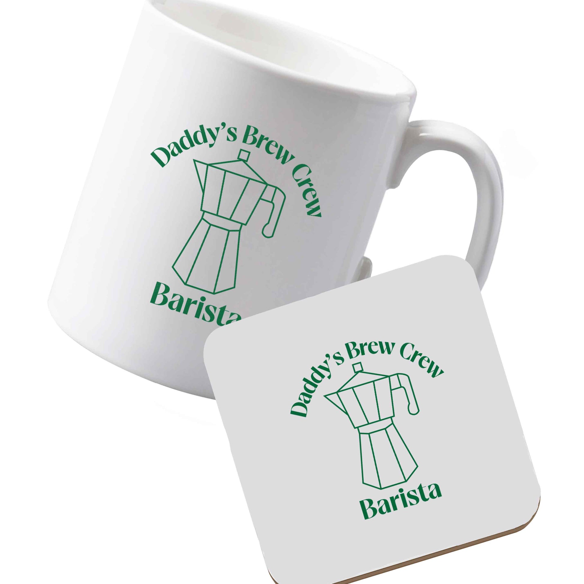 10 oz Ceramic mug and coaster Daddy's brew crew left sided